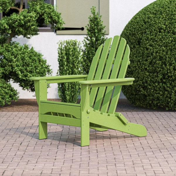 Classic Adirondack Recycled Plastic Folding Adirondack in Lime by POLYWOOD
