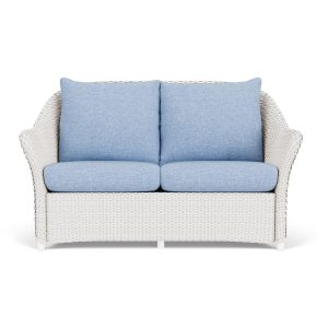 Weekend Retreat Lloyd Loom Loveseat in White/Demo Skyway by Lloyd Flanders