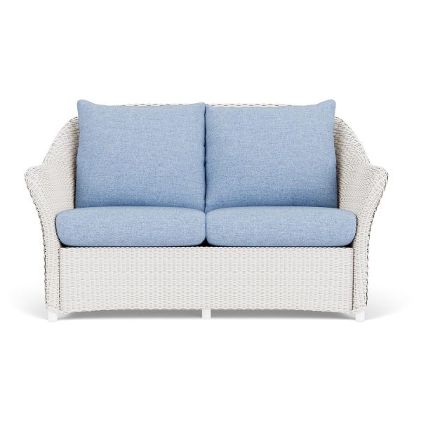 Weekend Retreat Lloyd Loom Loveseat in White/Demo Skyway by Lloyd Flanders