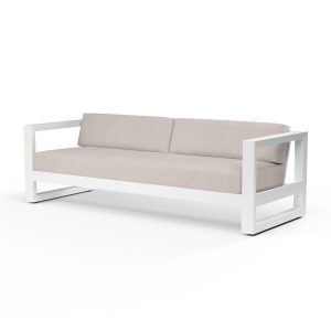 Newport Aluminum Patio Sofa in Canvas Natural w/ No Welt By Sunset West