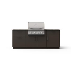 Blaze Sunrise 8-Ft Outdoor Kitchen Island w/ 32-Inch Marine Grade LTE+ Propane Grill in Architectural Bronze w/ Keon Countertop