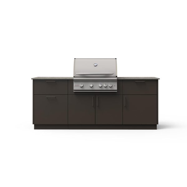 Blaze Sunrise 8-Ft Outdoor Kitchen Island w/ 32-Inch LTE+ Natural Gas Grill in Architectural Bronze w/ Keon Countertop