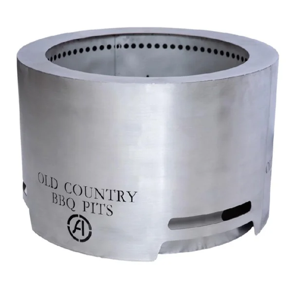 Old Country BBQ Pits 23 Inch Stainless Steel Round Smokeless Fire Pit - 23 SMKLESS-FP