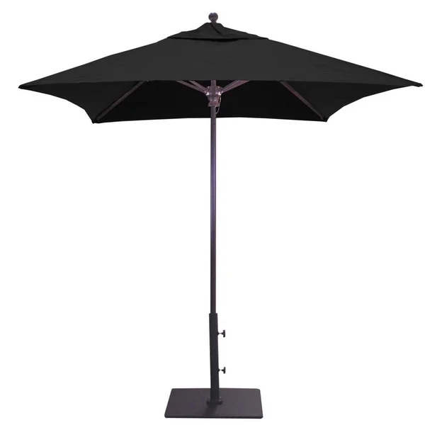 Galtech 6 X 6 Ft. Square Aluminum Patio Market Umbrella W/ Push Lift - Antique Bronze Frame W/ Sunbrella Canvas Black Canopy