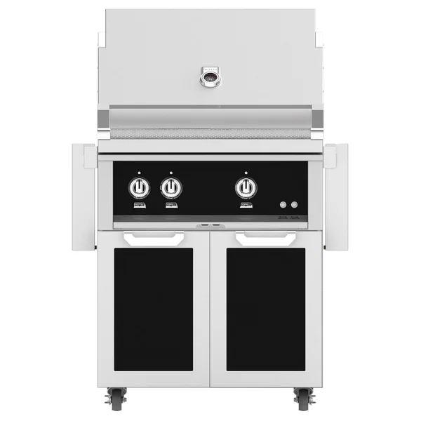Hestan 30-Inch Natural Gas Grill W/ Rotisserie On Double Door Tower Cart - Stealth - GABR30-NG-BK