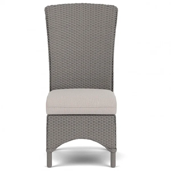 Mandalay Wicker Dining Side Chair in Pewter/Remy Cloud By Lloyd Flanders
