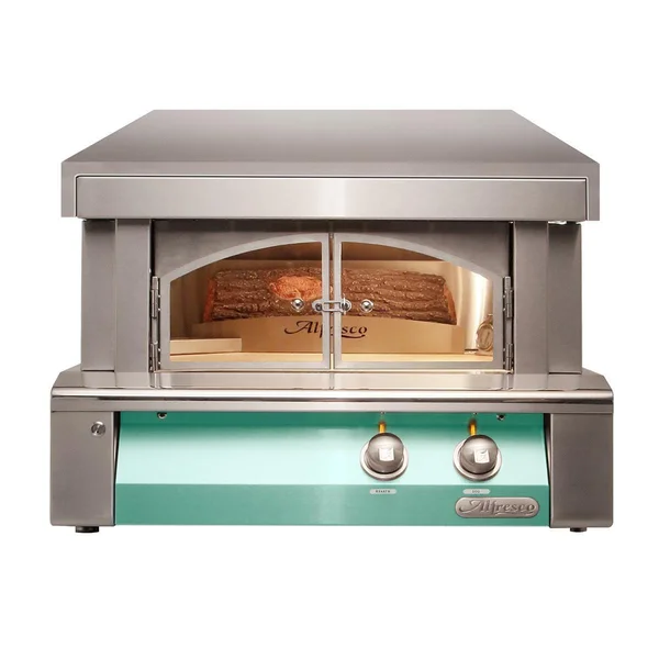 Alfresco 30-Inch Built-In Natural Gas Outdoor Pizza Oven Plus in Light Green - AXE-PZA-BI-NG-S6027