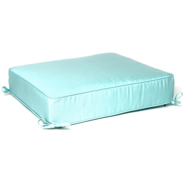 Sunbrella Canvas Glacier Large Outdoor Replacement Ottoman Cushion W/ Piping By BBQGuys Signature