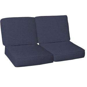 Sunbrella Spectrum Indigo 4 Piece Medium Outdoor Replacement Loveseat Cushion Set W/ Piping By BBQGuys Signature