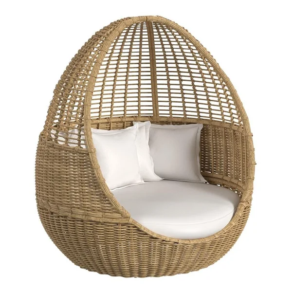 Playa Resin Wicker Daybed in Medium Wood/Soothe Pearl by Sunset West
