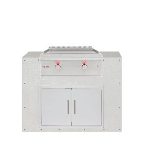 BBQGuys Signature 48-Inch Ready for Finish Outdoor Kitchen Module w/ Blaze LTE 30-Inch Natural Gas Griddle & Double Doors