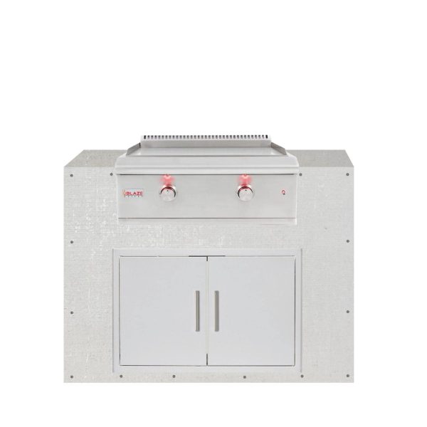 BBQGuys Signature 48-Inch Ready for Finish Outdoor Kitchen Module w/ Blaze LTE 30-Inch Natural Gas Griddle & Double Doors