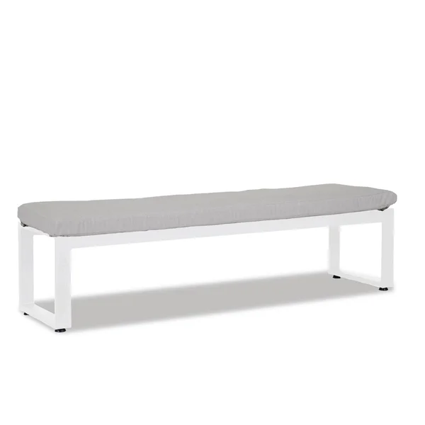 Newport 72 Inch Aluminum Bench in Frost/Cast Silver by Sunset West