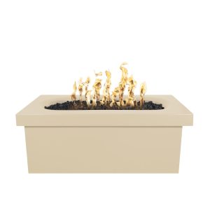 Ramona 60 Inch Rectangular GFRC Natural Gas Fire Pit Table w/ Glow Plug in Vanilla by The Outdoor Plus