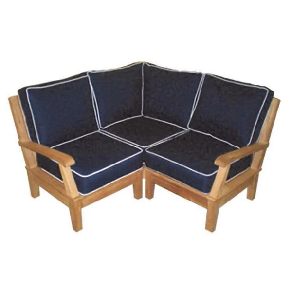 Miami 3 Pc Teak Seating Set in Canvas Navy by Royal Teak Collection