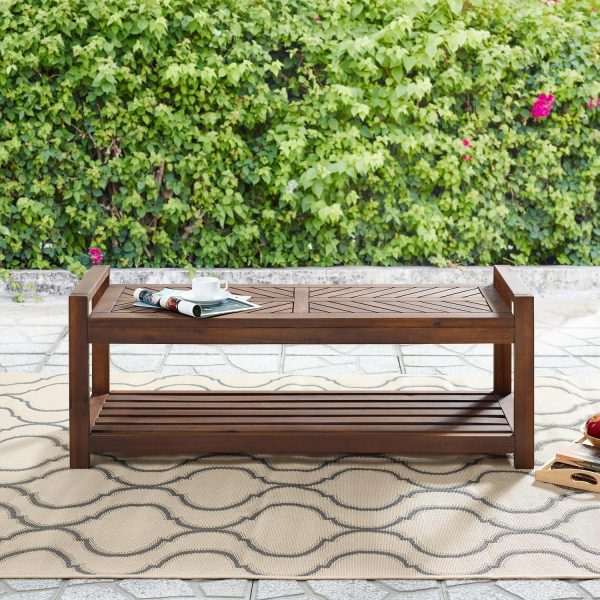 Wishlake 48 Inch Acacia Bench in Dark Brown by Ultimate Patio