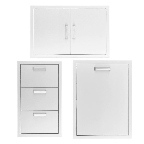 BBQGuys Signature 3 Piece 32 Inch Double Access Door Outdoor Kitchen Storage Package - Contempo - BBQ-260-AD32-T-3PC-H