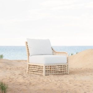 Kiawah Wicker Sectional Right Arm Club Chair in Almond/Cloud by Azzurro Living