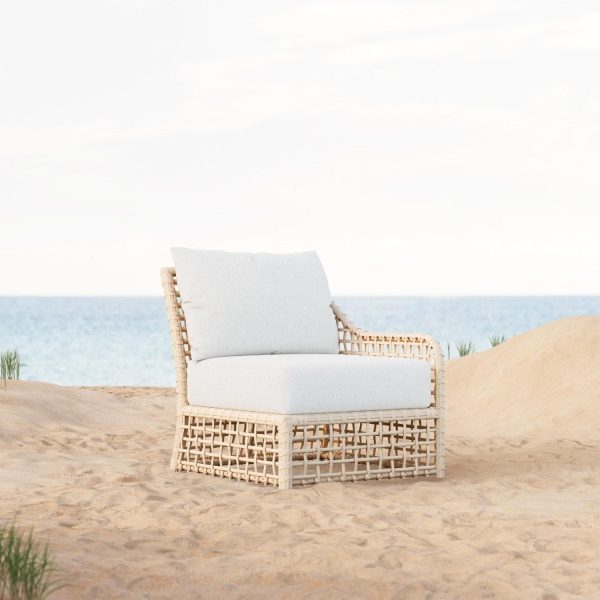 Kiawah Wicker Sectional Right Arm Club Chair in Almond/Cloud by Azzurro Living