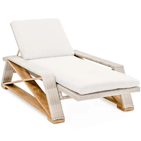 Caicos Chaise Lounge in Natural By Teak + Table