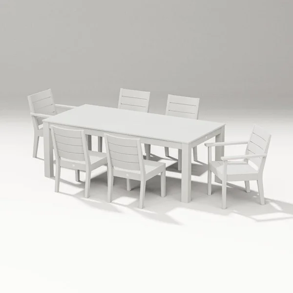 Latitude 7 Pc Parsons Table Dining Set in Vintage White By PW Designer Series