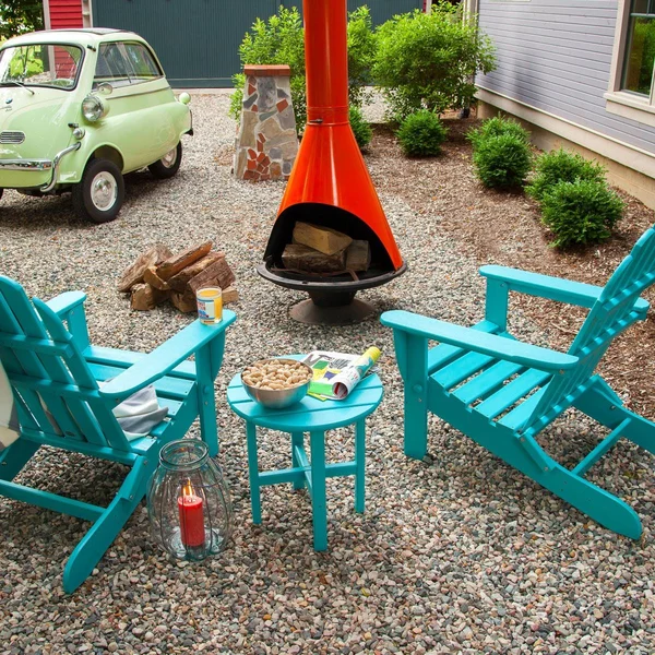 Classic Adirondack 3 Pc Recycled Plastic Seating Set w/ Folding Chairs in Aruba by POLYWOOD