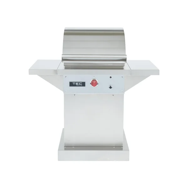 TEC Sterling Patio FR 26-Inch Infrared Natural Gas Grill On Stainless Pedestal W/ Red Knobs