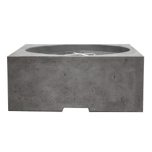 Glenwood 39 Inch Square GFRC Propane Fire Pit Table in Pewter by Lakeview Outdoor Designs