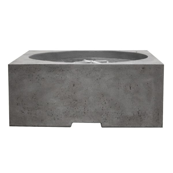 Glenwood 39 Inch Square GFRC Propane Fire Pit Table in Pewter by Lakeview Outdoor Designs