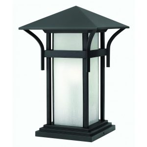 Hinkley Lighting Harbor One Light 17-Inch Outdoor Pier Mount - Satin Black - 2576SK