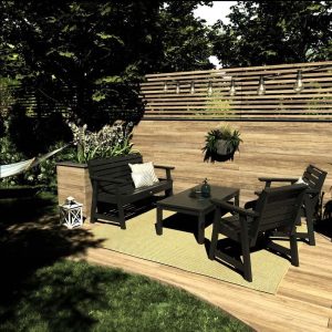Elm Pointe 4 Pc Recycled Plastic Seating Set in Black by Lakeview Outdoor Designs