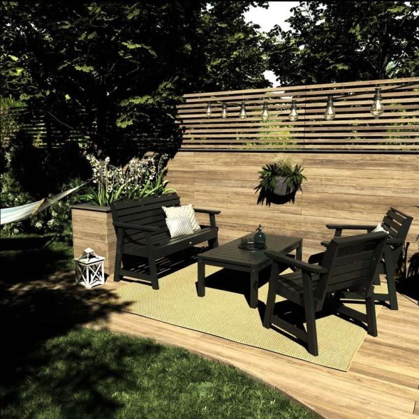 Elm Pointe 4 Pc Recycled Plastic Seating Set in Black by Lakeview Outdoor Designs