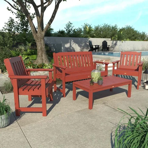 Hart Lane 4 Pc Set Recycled Plastic Seating Set in Rustic Red by Lakeview Outdoor Designs