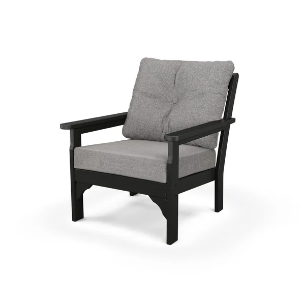 Vineyard Recycled Plastic Club Chair in Black/Gray Mist by POLYWOOD