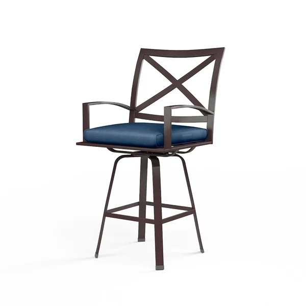 La Jolla Aluminum Patio Swivel Counter Stool in Spectrum Indigo w/ Self Welt By Sunset West