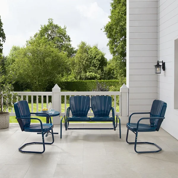 Fieldlook 4 Pc Steel Seating Set in Navy Gloss by Ultimate Patio