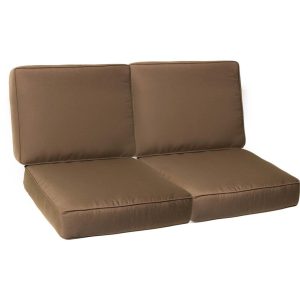 Sunbrella Canvas Cocoa 4 Piece Medium Outdoor Replacement Loveseat Cushion Set W/ Piping By BBQGuys Signature
