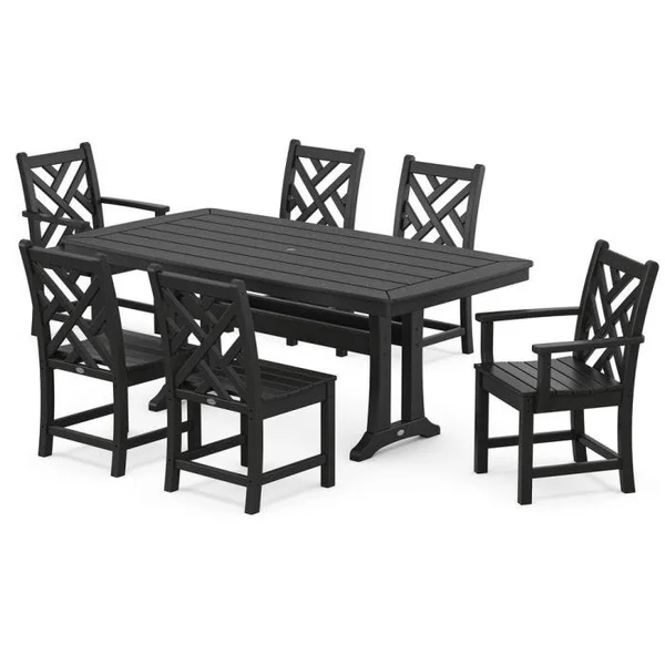 Chippendale 7-Piece Dining Set - Black Driftwood