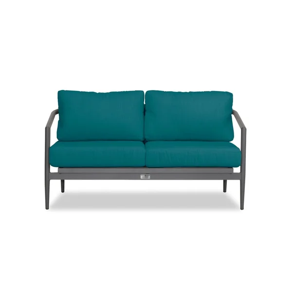 Midnight Cove 2 Person Aluminum Loveseat in Slate/Spectrum Peacock by Lakeview Outdoor Designs