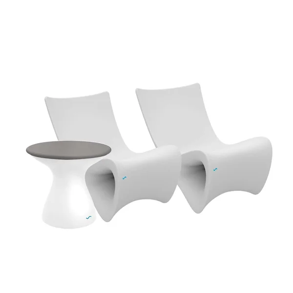 Autograph 3 Pc Polyresin Seating Set in White/Gray by Ledge Lounger