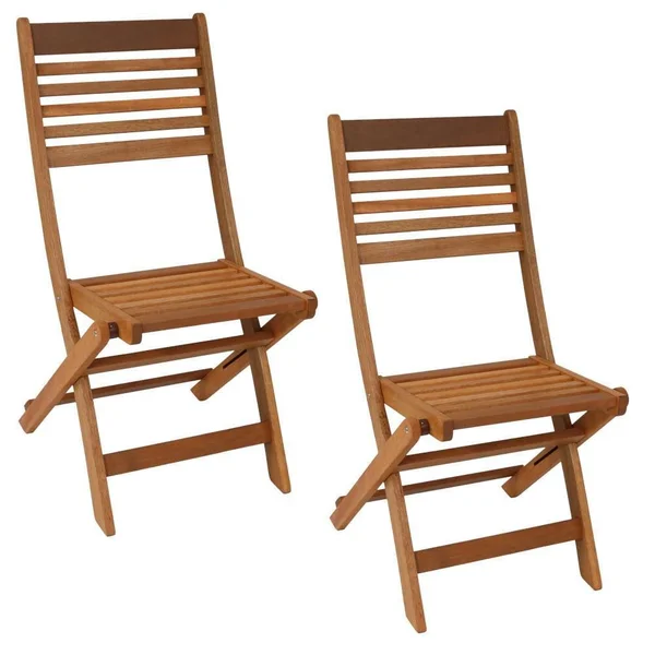 Ultimate Patio Meranti Wood Outdoor Folding Patio Chairs - Set of 2 - Teak Oil Finish