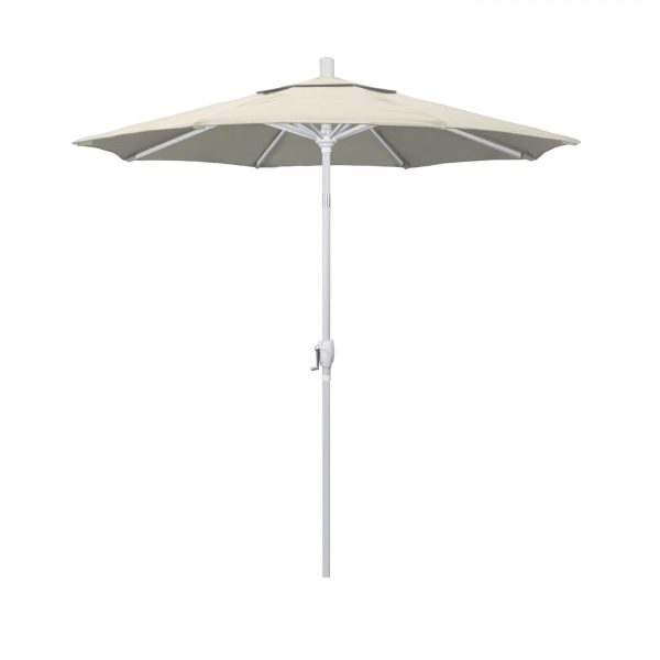 California Umbrella 7.5 Ft. Octagonal Aluminum Push Button Tilt Patio Umbrella W/ Crank Lift & Aluminum Ribs - Matted White Frame / Olefin Antique Beige Canopy