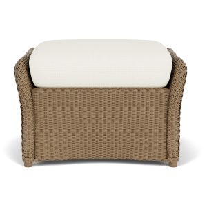 Weekend Retreat Lloyd Loom Ottoman in Fawn/Sailcloth Salt by Lloyd Flanders