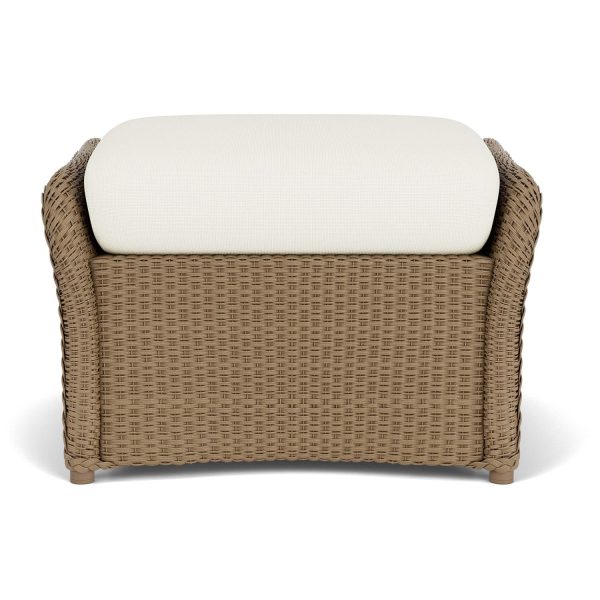 Weekend Retreat Lloyd Loom Ottoman in Fawn/Sailcloth Salt by Lloyd Flanders