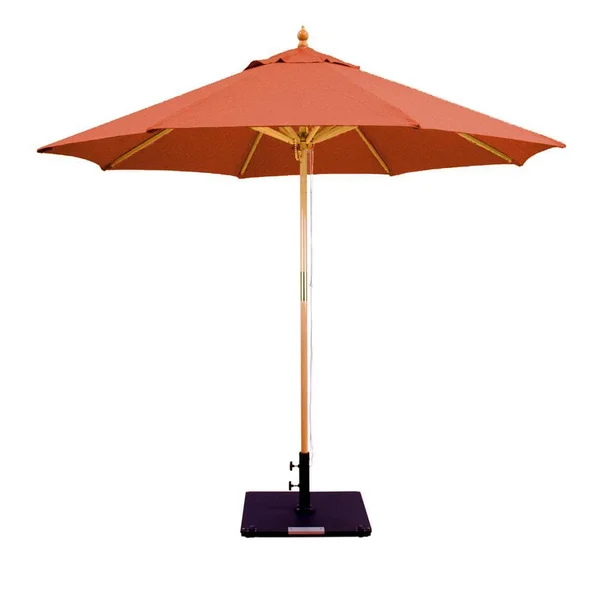 Galtech 9 Ft. Octagonal Hardwood Patio Market Umbrella W/ Pulley - Light Wood W/ Sunbrella Canvas Brick Canopy
