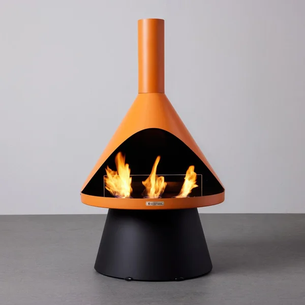 Lloyd 26 Inch Triangle Steel Gel Fuel Fire Pit in Orange by TerraFlame
