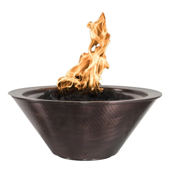 Cazo 24 Inch Round Copper Natural Gas Fire Bowl w/ Glow Plug by The Outdoor Plus