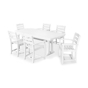 POLYWOOD La Casa Cafe 7 Piece Arm Chair Dining Set - White