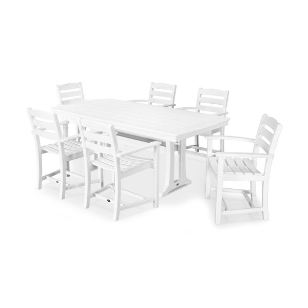 POLYWOOD La Casa Cafe 7 Piece Arm Chair Dining Set - White