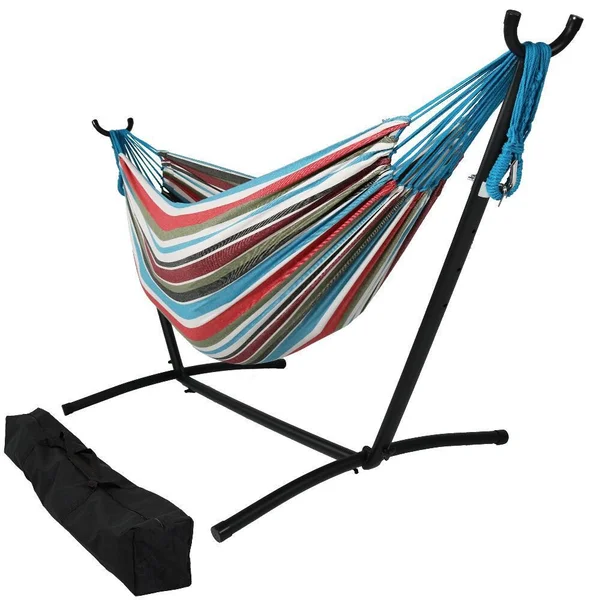 Ultimate Patio Brazilian Double Hammock w/ Stand - Cool Breeze